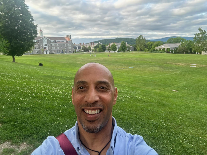 Mike in front of the beautiful campus.