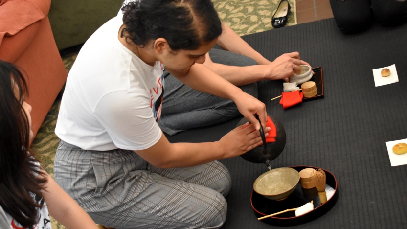 School of Japanese student preparing tea.