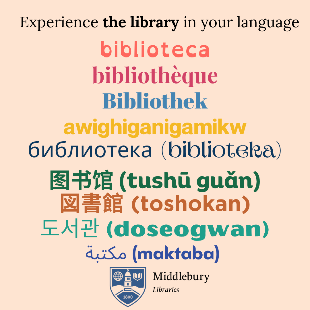 Welcome Language Schools! | Middlebury Libraries