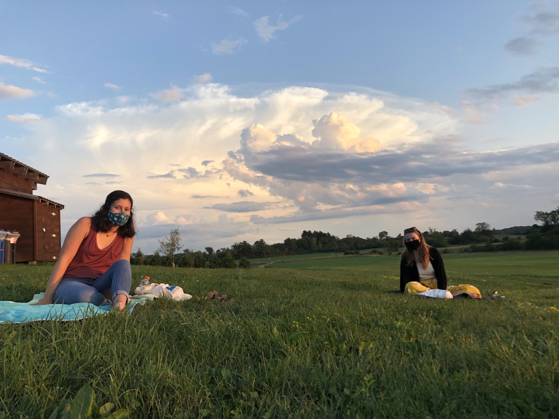 Socially-distanced dinner at the Knoll