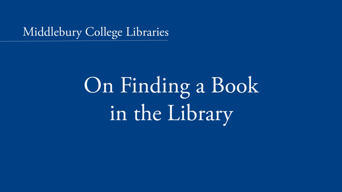 Title card reading "On Finding a Book in the Library"