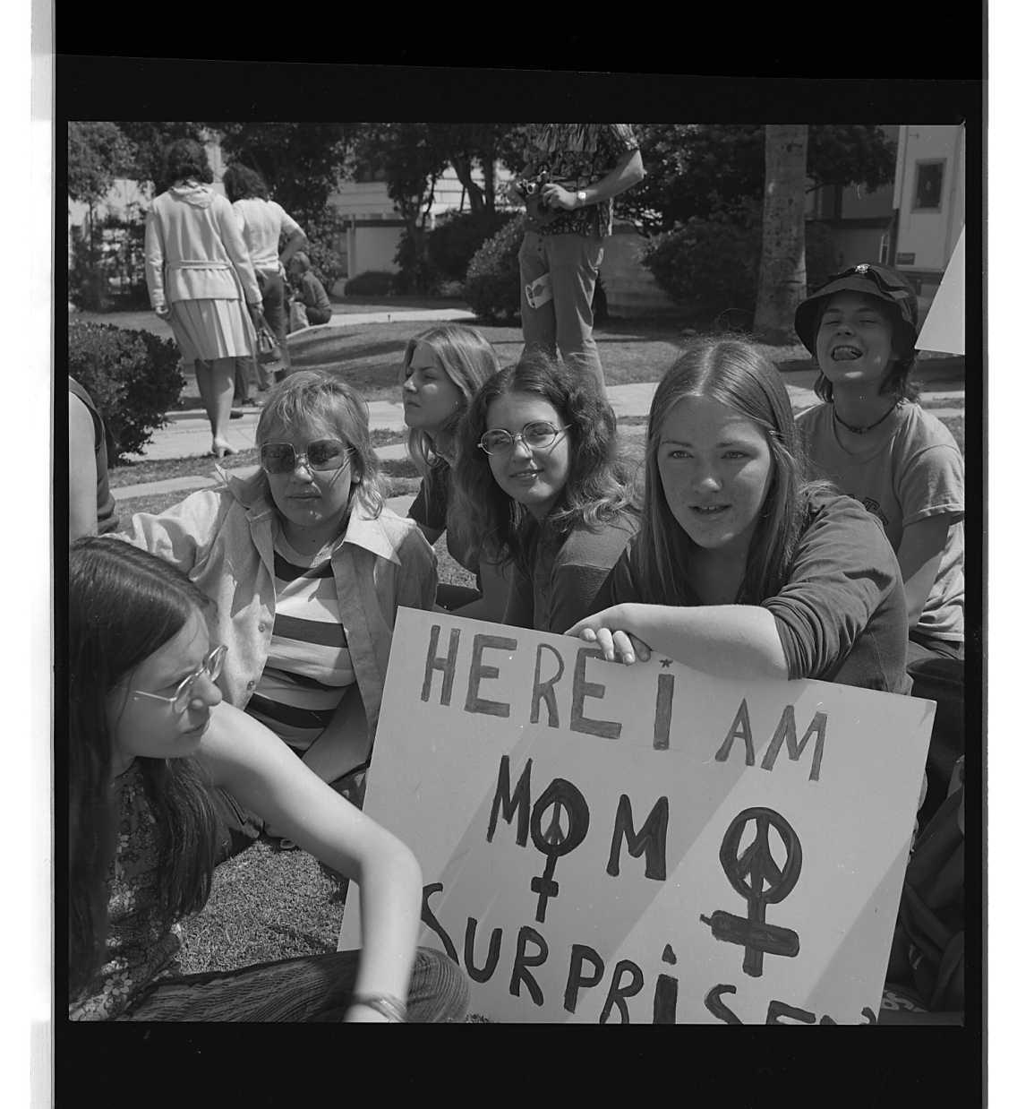 Women form the Lesbian House at a protest rally