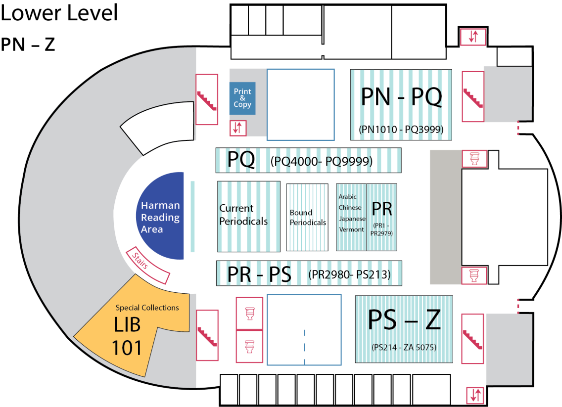 Image of the Lower Level Map of Davis Family Library