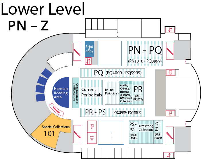 Image of the Lower Level Map of Davis Family Library