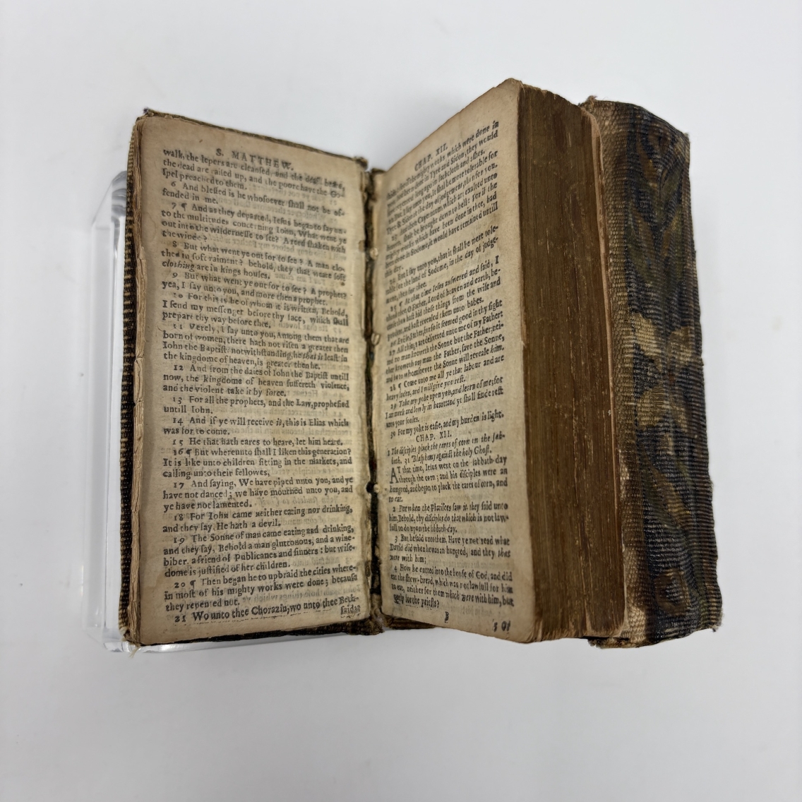 small open book on white background