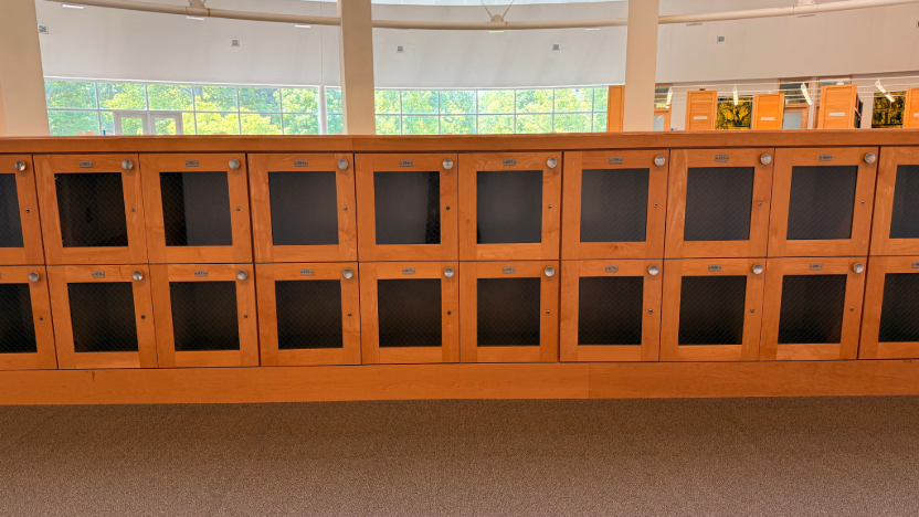 photo of two rows of square lockers