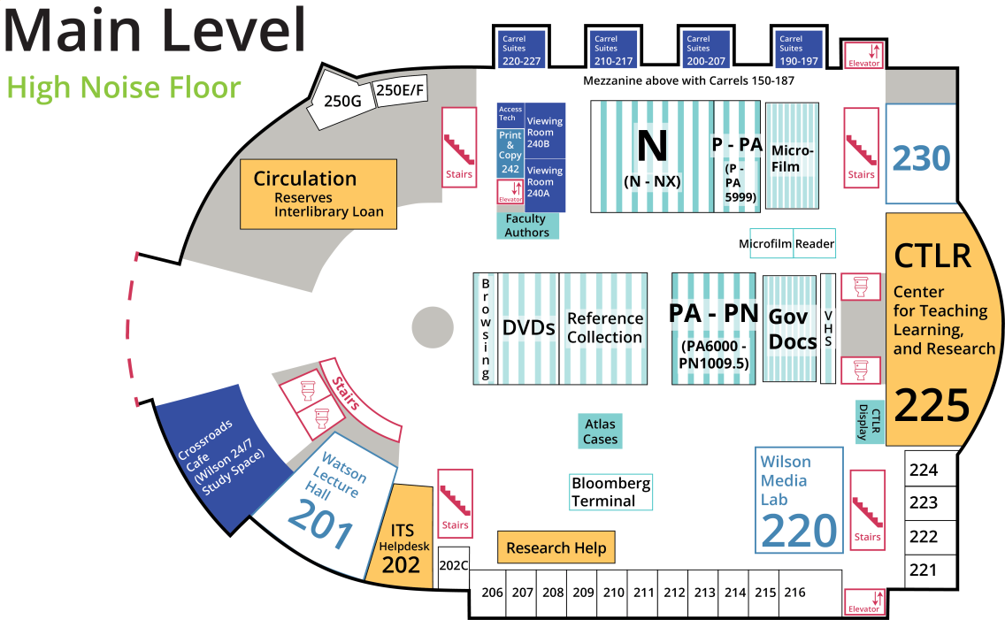 Map of Davis Family Library Main level