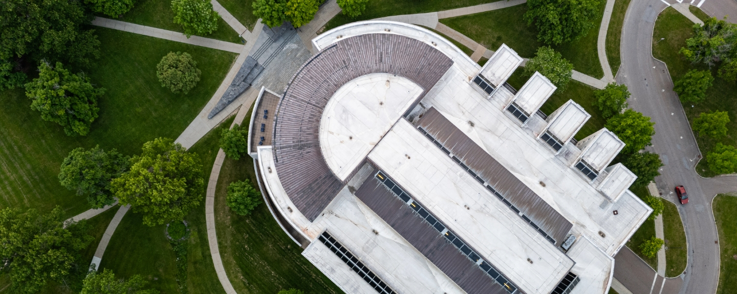 Birds eye photograph of Davis Family Library