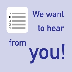 "We want to hear from you" icon