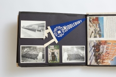 scrapbook page with graduation photos and Middlebury pennant 