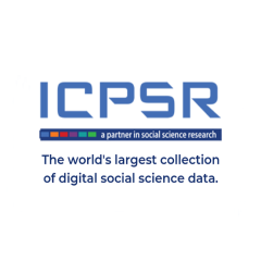 logo for ICPSR, blue letters with "The world's largest collection of digital social science data"