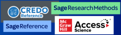 Image of logos: Credo Reference, Sage ResearchMethods, Sage Reference, McGraw Hill AccessScience
