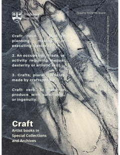 Black-and-white poster titled “Craft,” featuring definitions of craft over a textured image, with Middlebury Special Collections branding and publication credits.