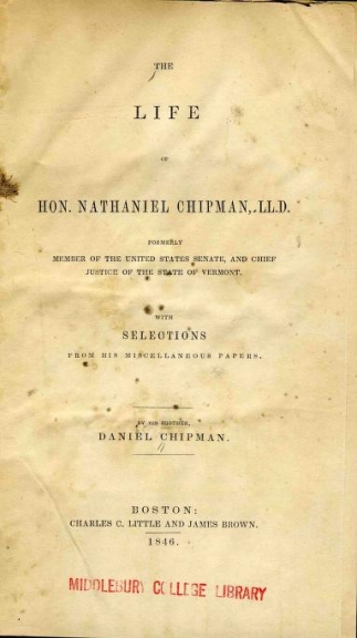 Title page from Life by Nathaniel Chipman