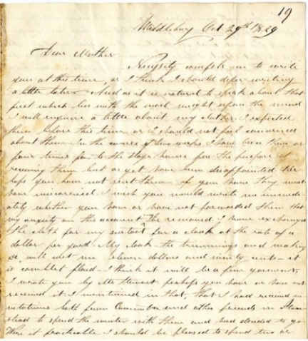 Letter written by Nathaniel Preston