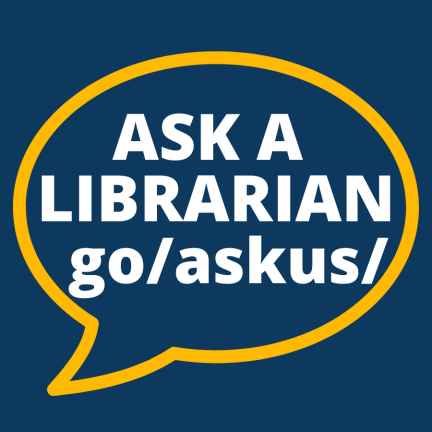 Ask a Librarian speech bubble with link:  go/askus/