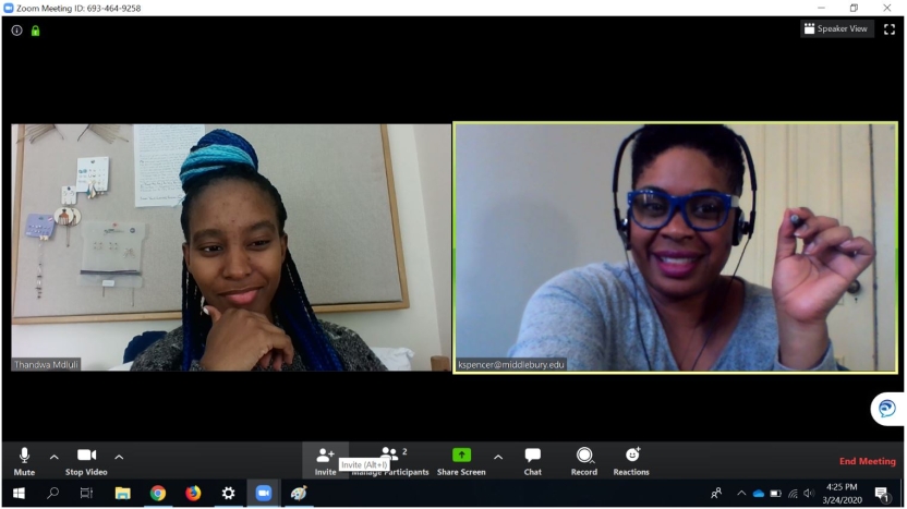 screenshot of two women on virtual chat