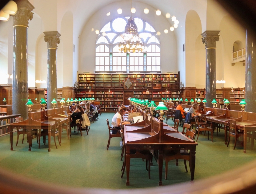 Students Studying in a library
