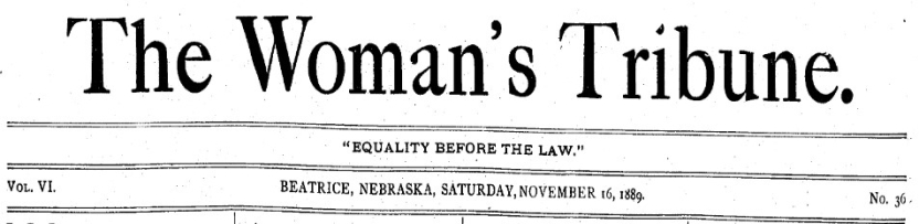 The Woman's Tribune masthead