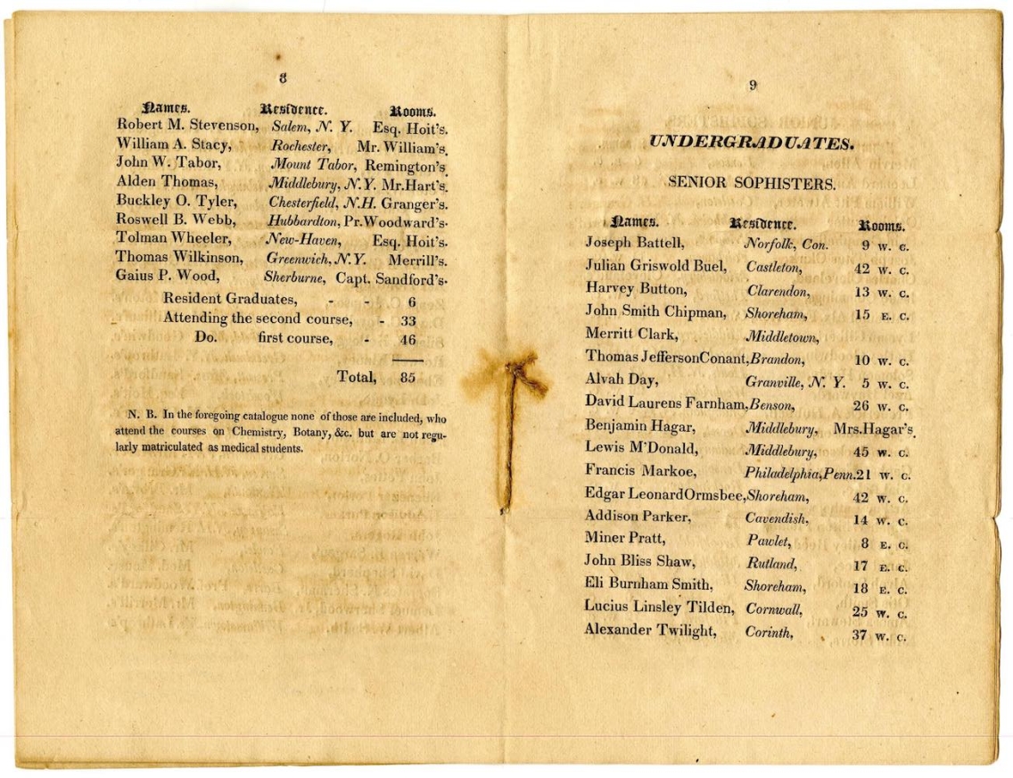 1822 Middlebury Catalog