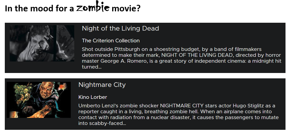 In the Mood for a zombie movie?
