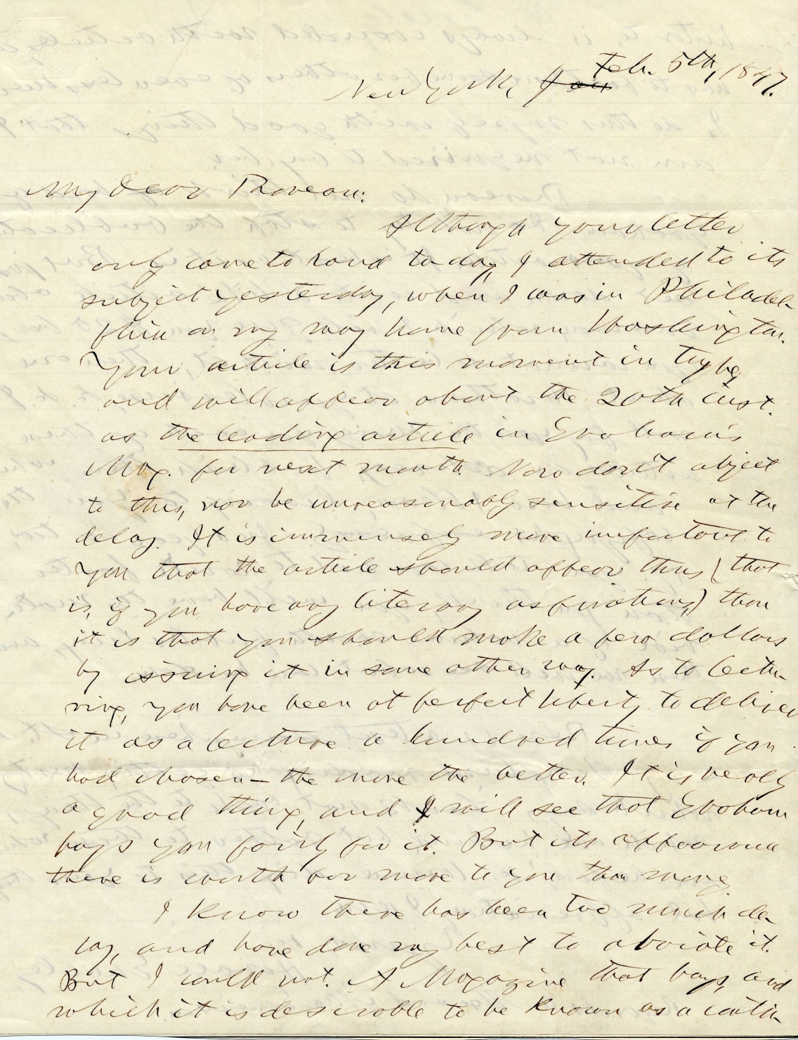 Letter from Horace Greeley  to Henry David Thoreau