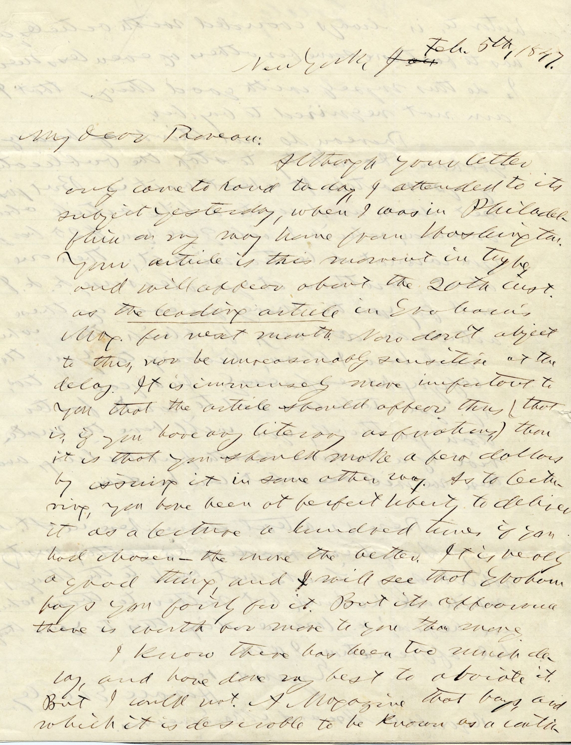 Letter from Horace Greeley to Henry David Thoreau