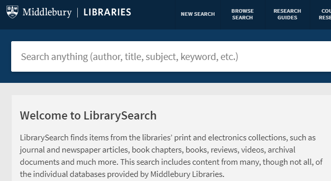 Screenshot of the upper right corner of the new LibrarySearch