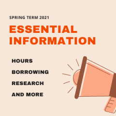 A loud speaker with text 'Spring Term 2021 Essential Information'
