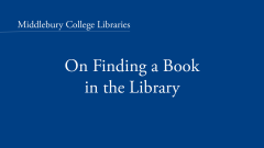 Title card reading "On Finding a Book in the Library"