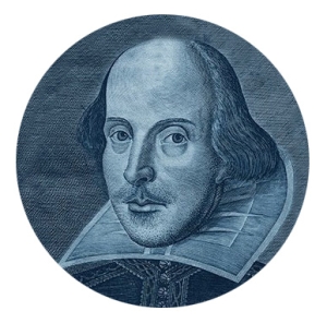 Blue portrait of William Shakespeare