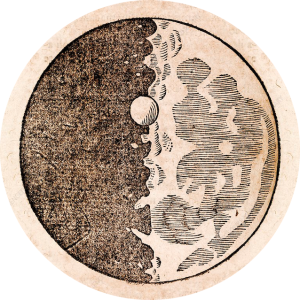 woodcut print of the moon from Galileo's Sidereus nuncius 