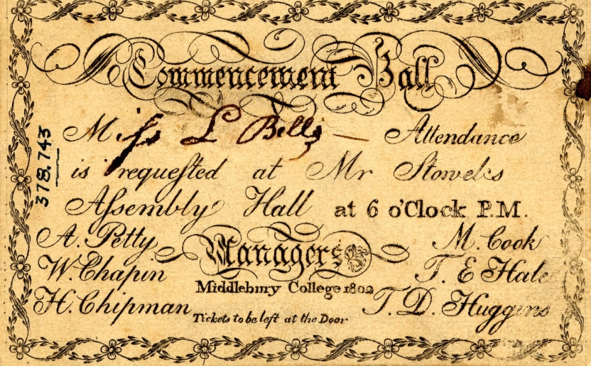 Invitation to the Commencement Ball of 1802