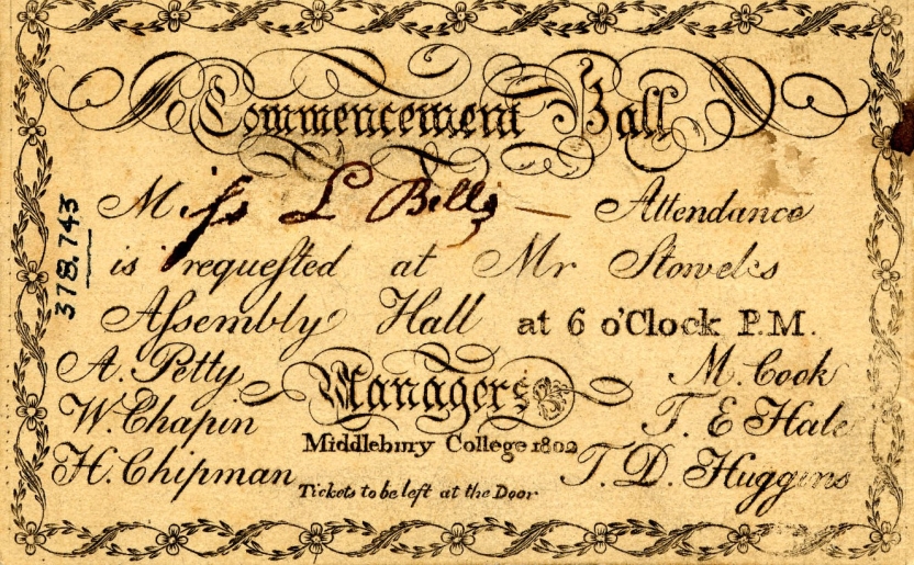 Invitation to the Commencement Ball of 1802