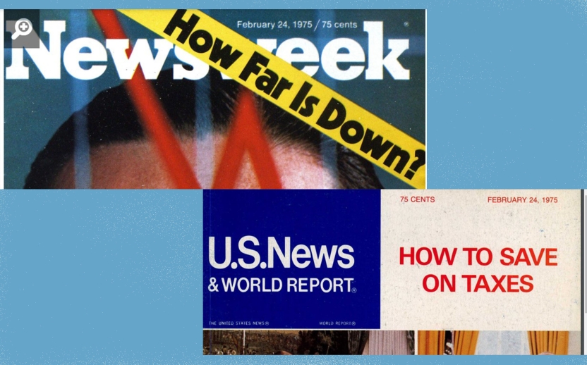 Images of covers of Newsweek and US News and World Report from 24 February 1975