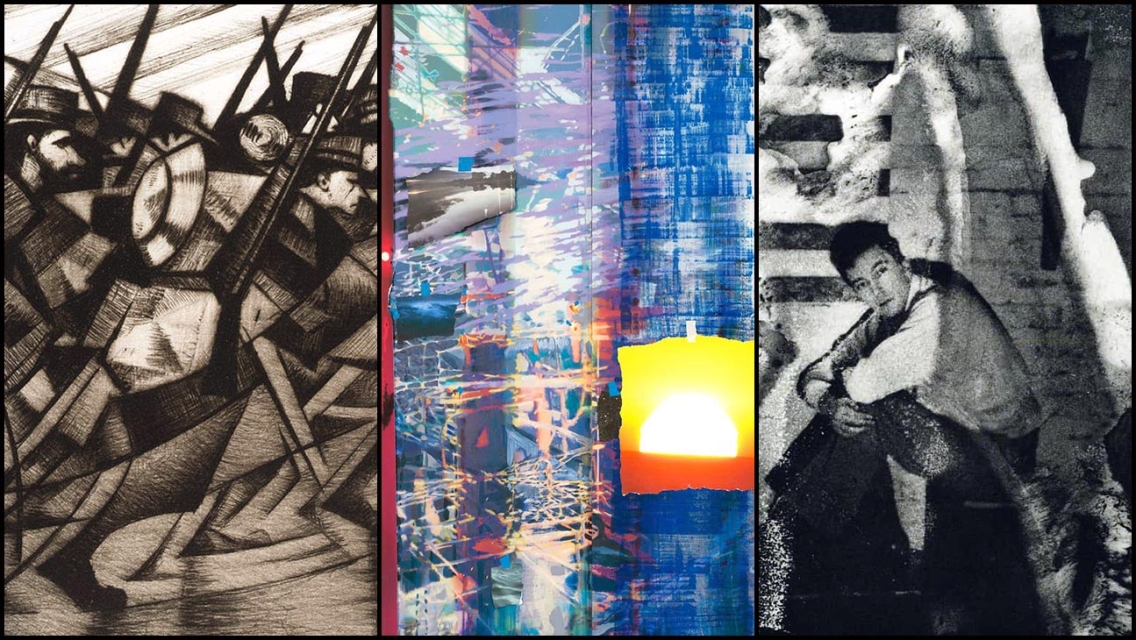 a triptych of image details