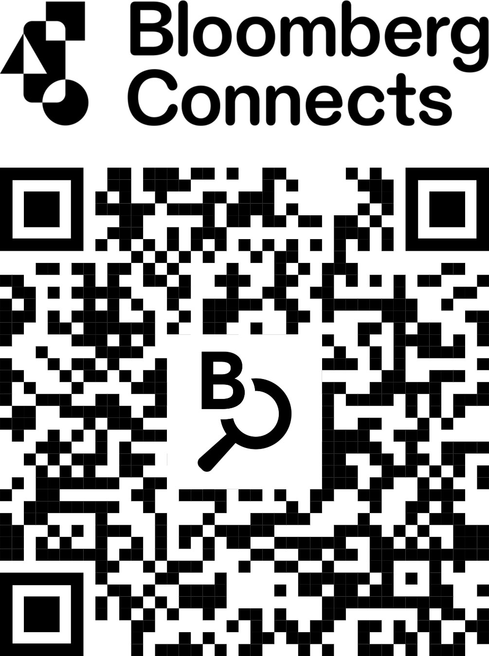 Bloomberg Connects logo and app download QR code