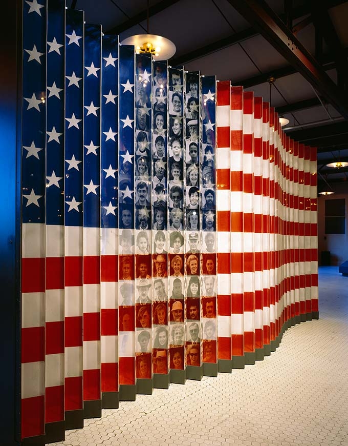 American Flag of Faces Exhibit, Ellis Island, New York