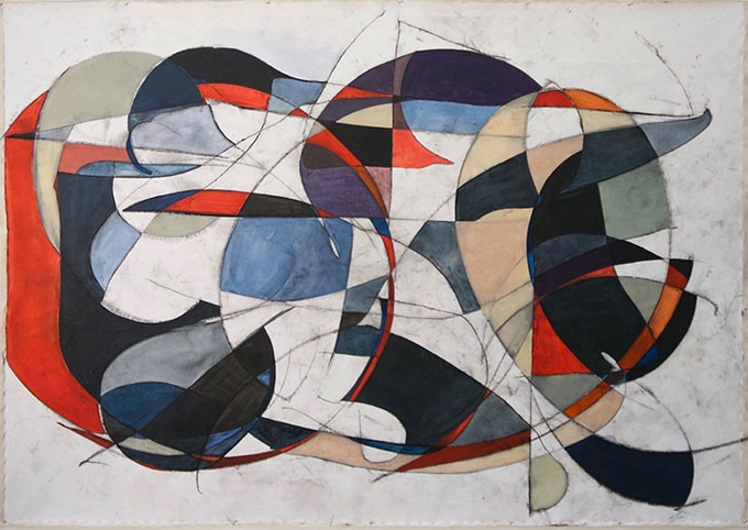 Olivia Weisel ’22, Kinetic Algorithm 3, charcoal and acrylic on canvas, 66 x 108 inches. Courtesy of the artist.