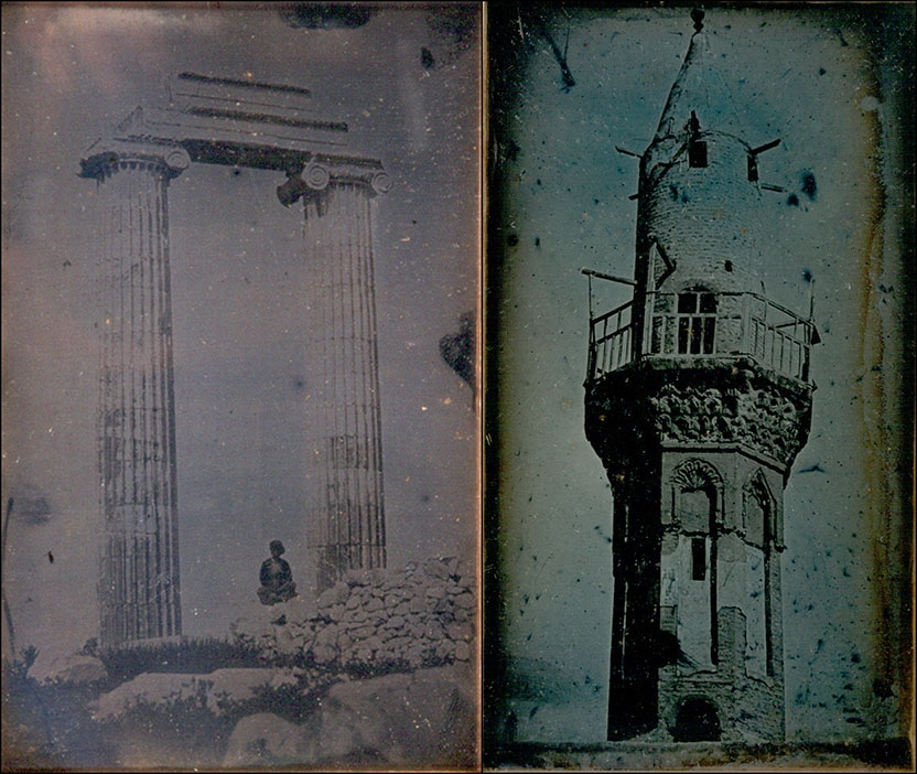two daguerreotypes showing images of antiquity