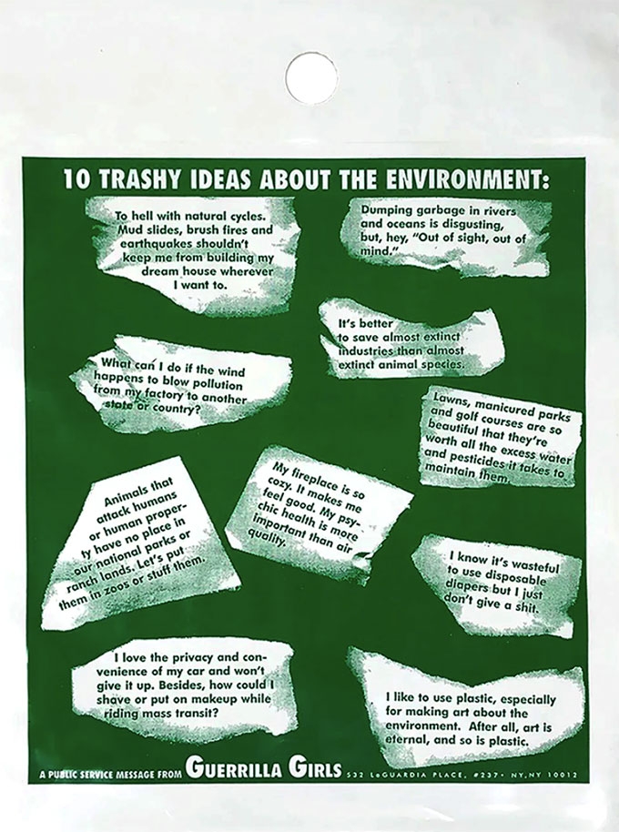 Guerrilla Girls, Ten Trashy Ideas About the Environment
