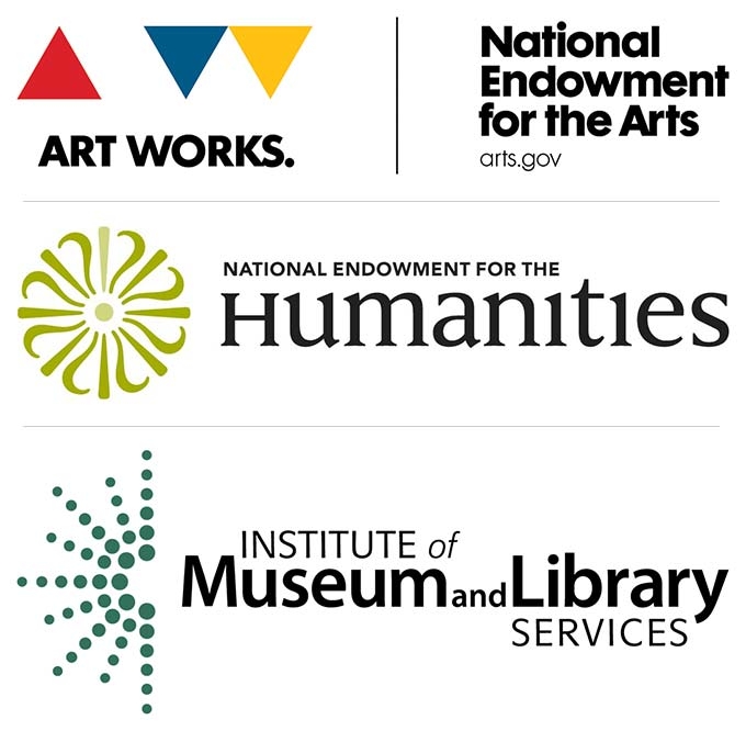 logos for the National Endowment for the Arts, the National Endowment for the Humanities, and the Institute of Museum and Library Services