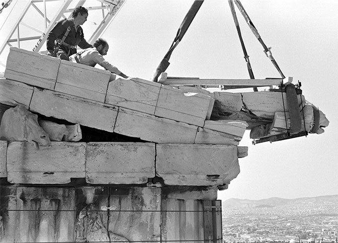 Socratis Mavrommatis, Parthenon, beginning of the restoration works, dismantling of the northeast sima