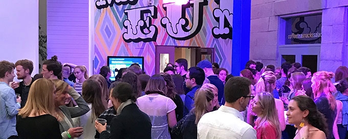 Friends of the Art Museum gather for an event.