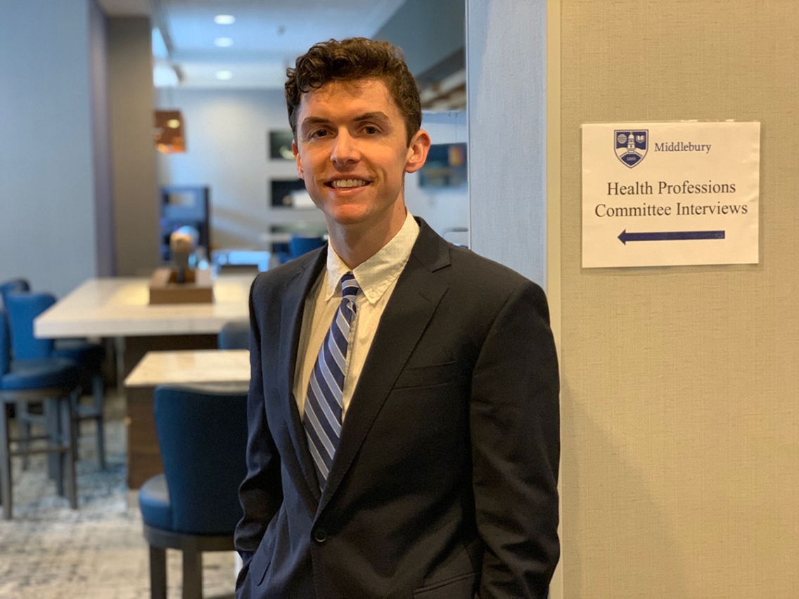 Harrison Knowlton ’19 participates in the Health Professions Committee interviews “on the road” in Boston, Mass.