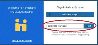 Screenshot of Faculty login to Handshake