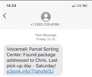 Example of Parcel Sorting Center Scam