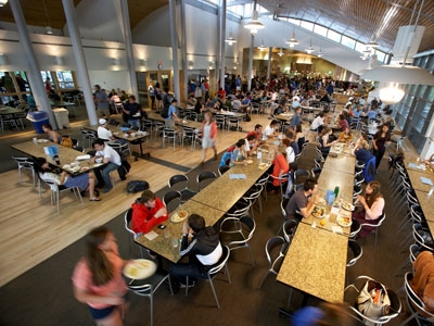 Students enjoy a meal in Ross Dining Hall.