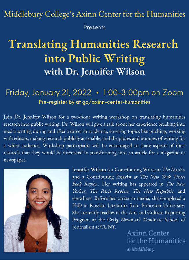 Poster for workshop: Translating Public Humanities into Writing