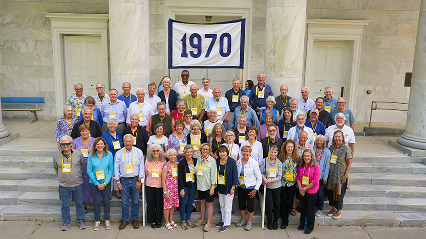 Class of 1970 on the steps of the Chapel at 2022 Reunion